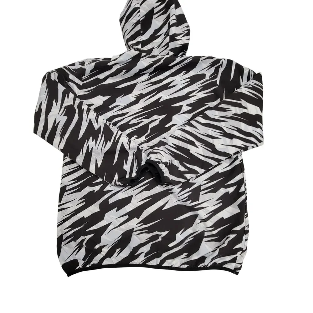 Adidas Reversible Windbreaker Jacket Black Zebra Print Neon Green Zip Mens M L